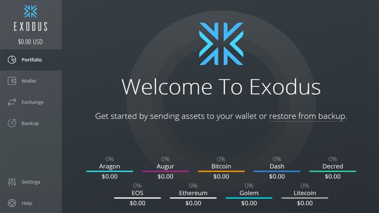 Exodus wallet – простой и многофункциональный, безопасный кошелек.